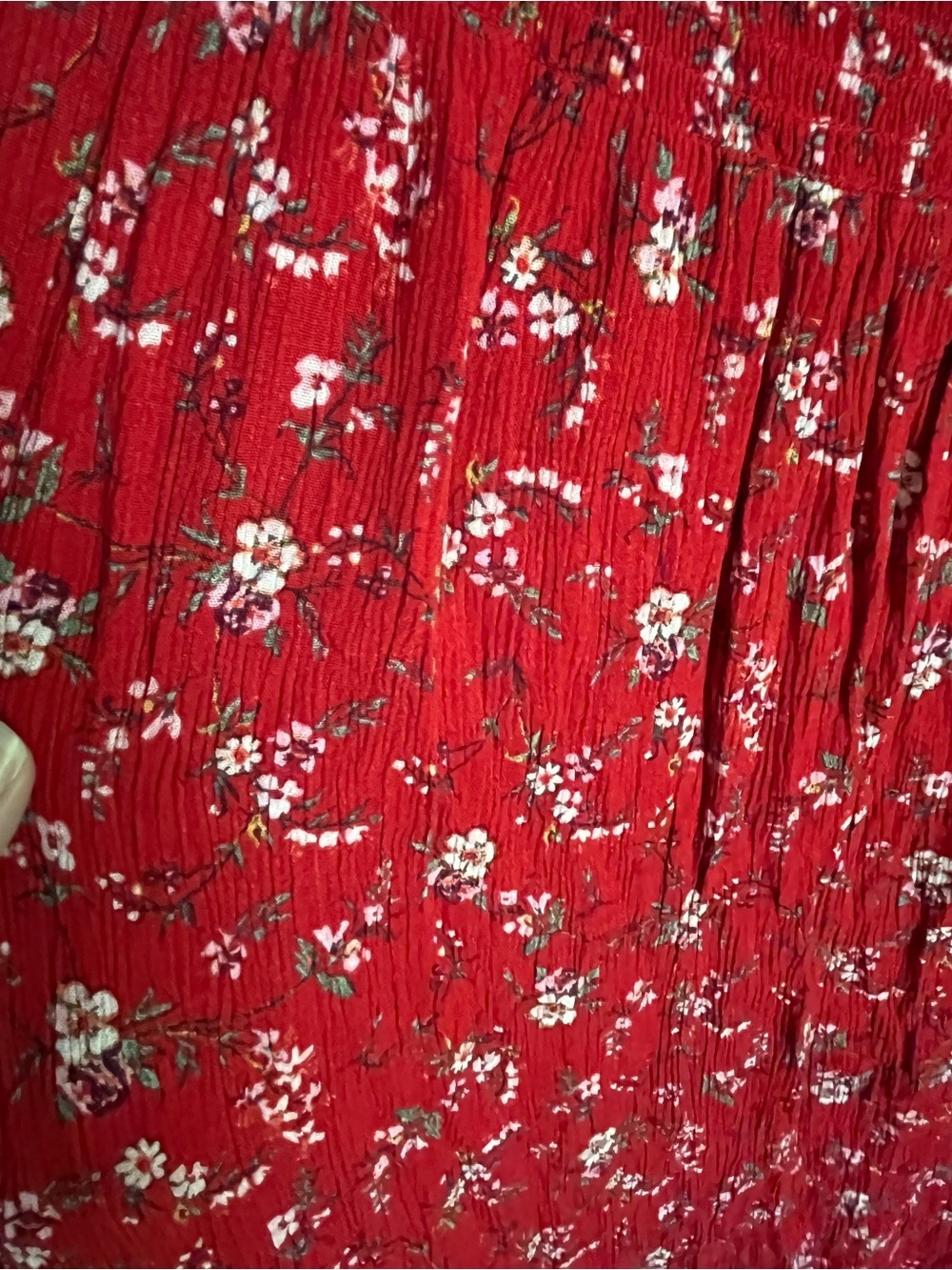 Aeropostale Red Floral Smocked On or Off The Shoulder Maxi Dress Sz Large - Picture 3 of 12
